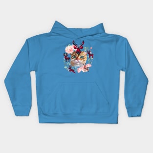 Reindeer Wreath Xmas Cat Kids Hoodie